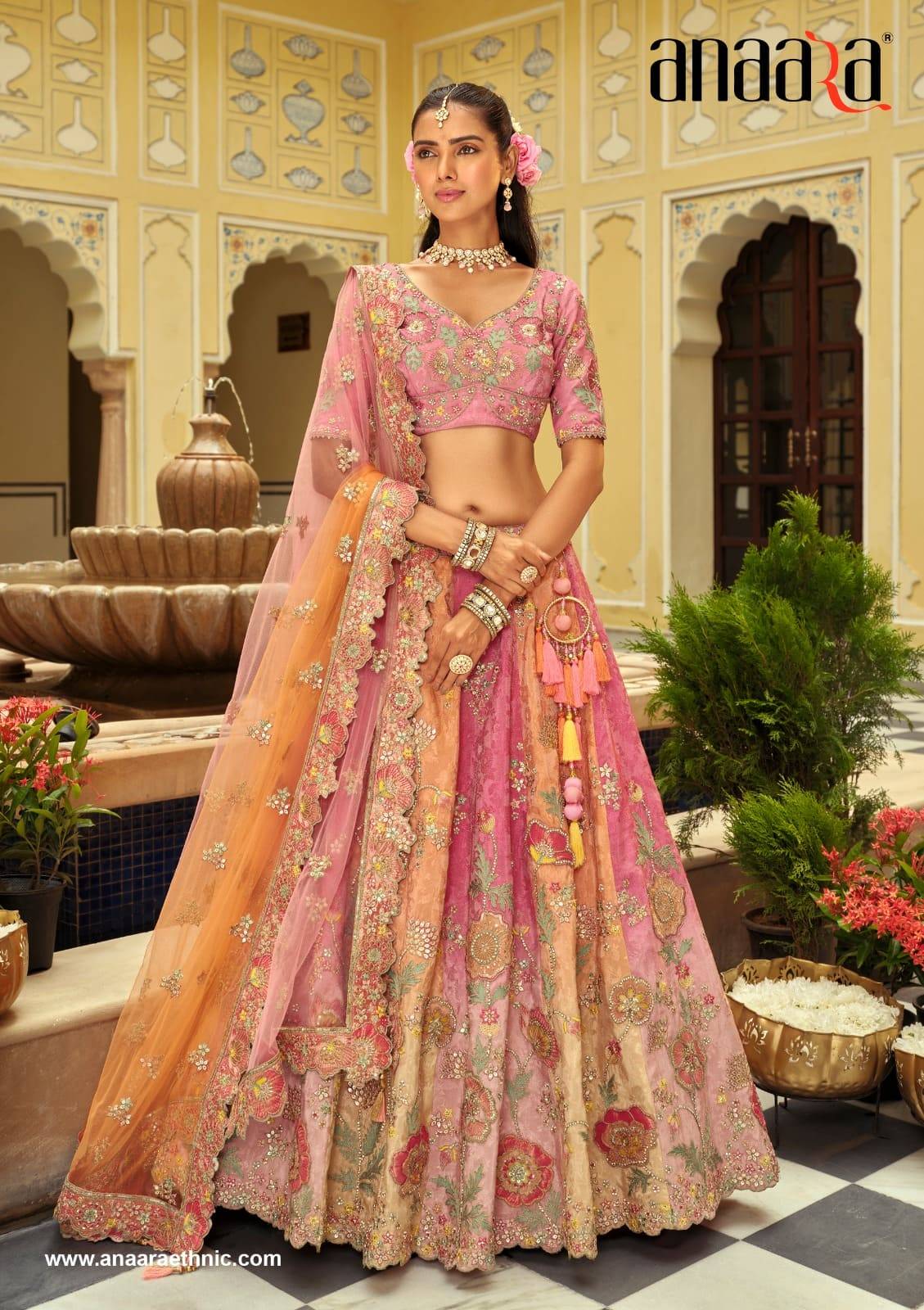 ANAARA READYMADE LEHENGA(E-31 TO E-40) By Tathastu Bridal Wear Collection Beautiful Stylish Colorful Fancy Party Wear & Occasional Wear Banarasi Silk Lehengas At Wholesale Price